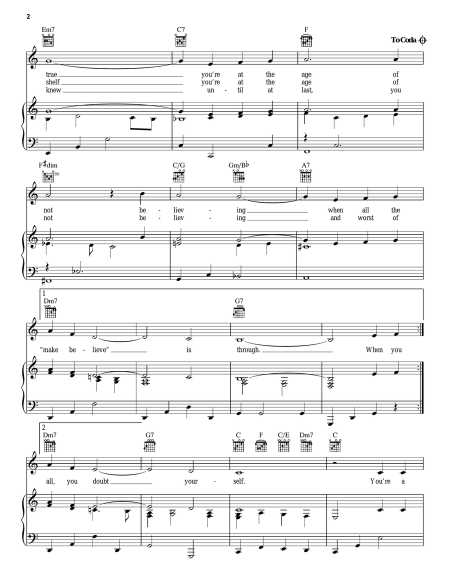 The Age Of Not Believing Piano, Vocal, Guitar scores gallery preview page 2