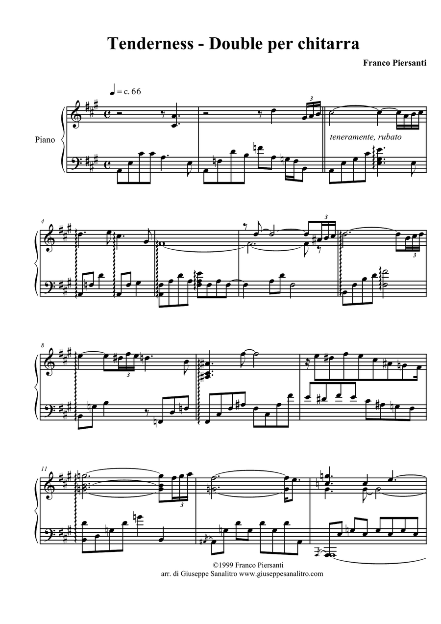 Tenderness Piano Solo scores gallery preview page 1