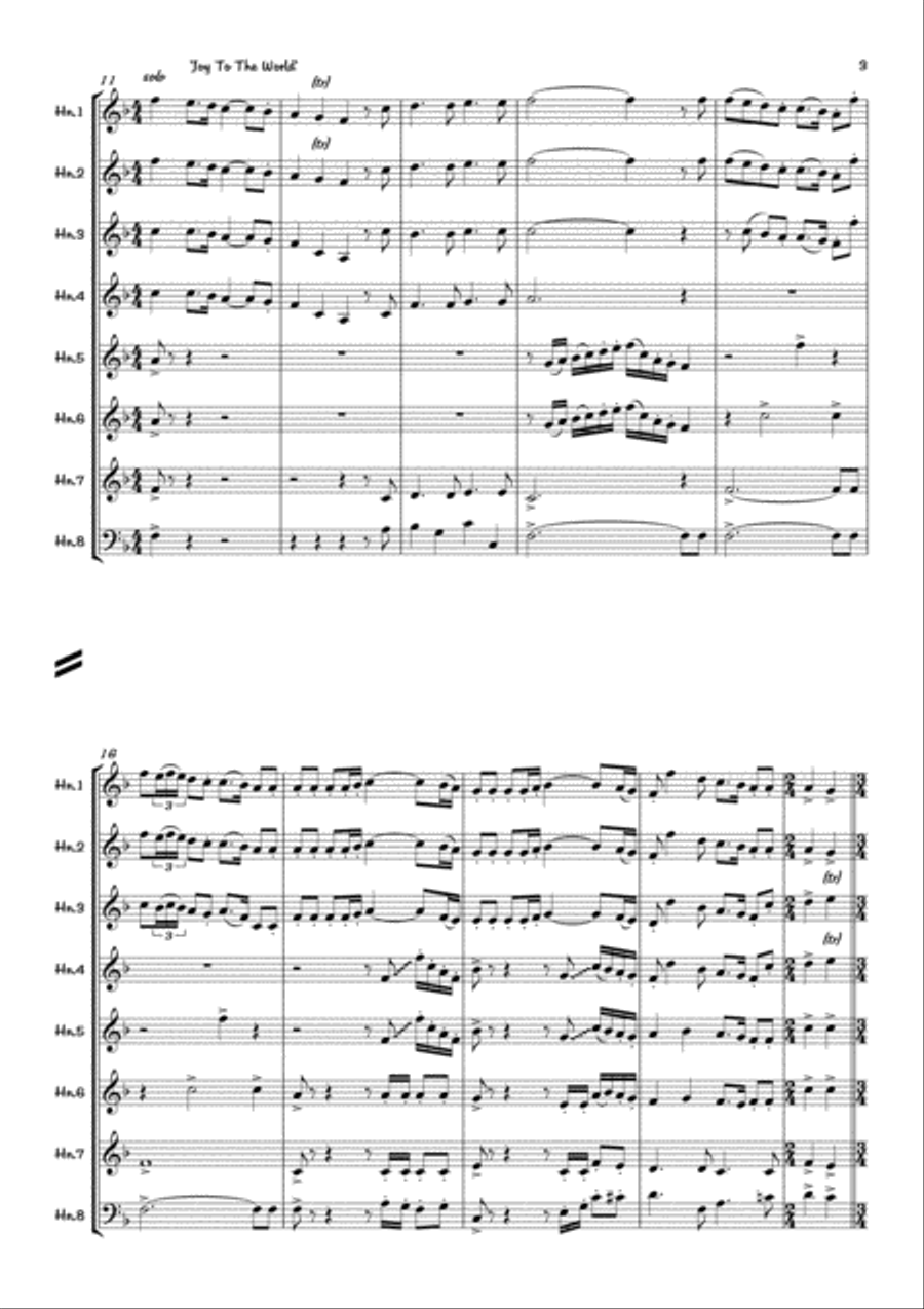 The Christmas Horn Spirit // French Horn Octet Brass Ensemble scores gallery preview page 3