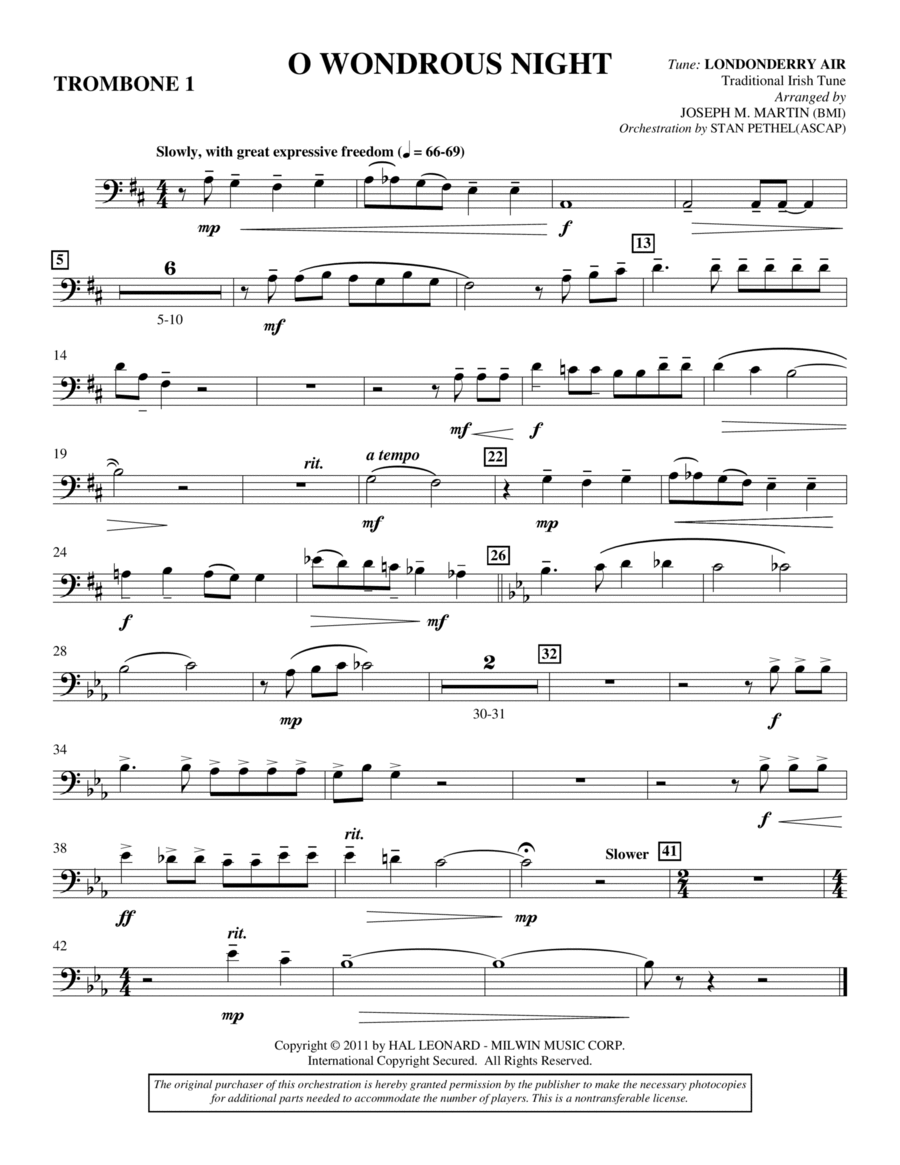 O Wondrous Night - Trombone 1 Choir scores gallery preview page 1