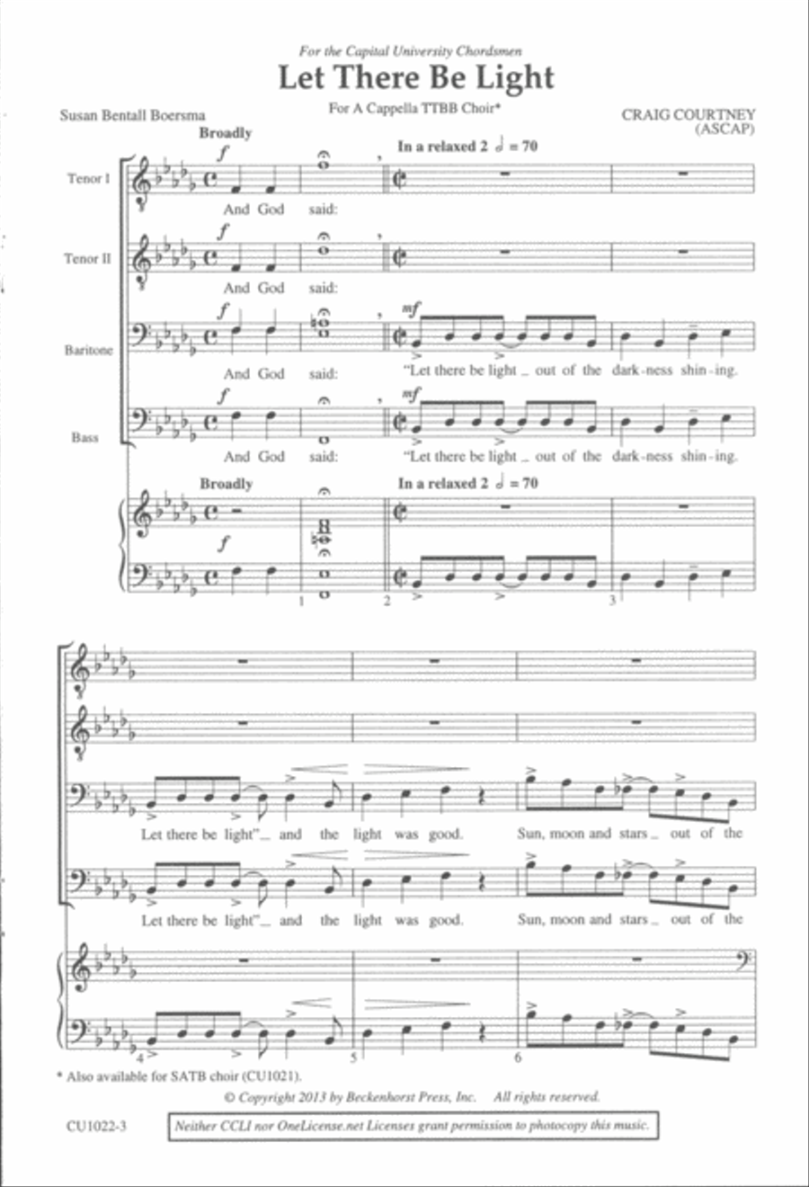 Let There Be Light - TTBB TTBB scores gallery preview page 2