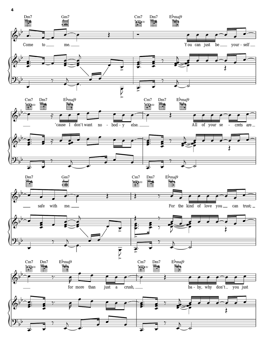 Come To Me Piano, Vocal, Guitar scores gallery preview page 4