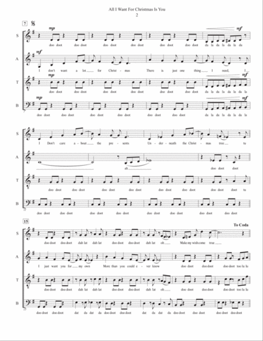 All I Want For Christmas Is You 4-Part scores gallery preview page 2