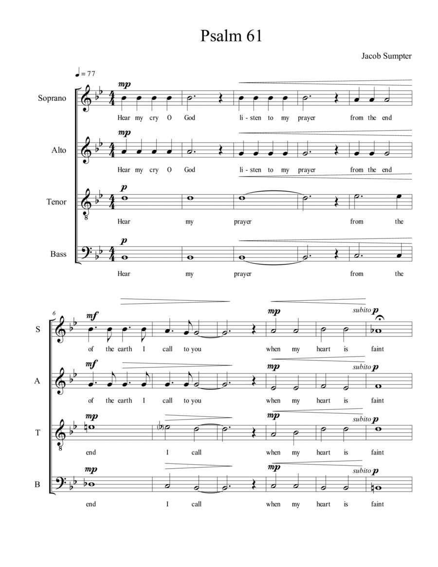 Psalm 61 Psalm 61 4-Part scores gallery preview page 1