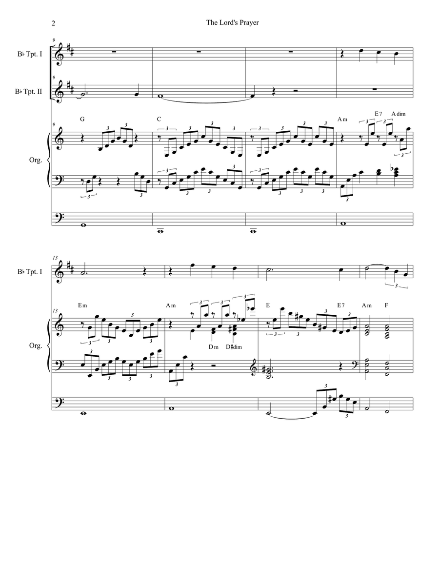 The Lord's Prayer The Lord's Prayer Trumpet Duet scores gallery preview page 2