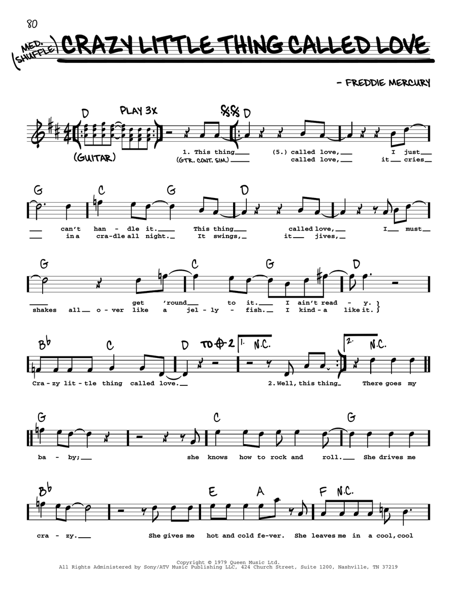 Crazy Little Thing Called Love Voice scores gallery preview page 1