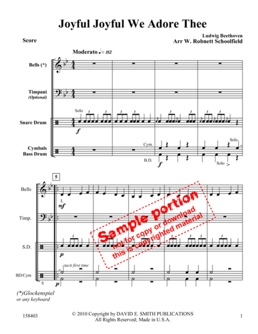 Joyful, Joyful We Adore Thee Percussion scores gallery preview page 2