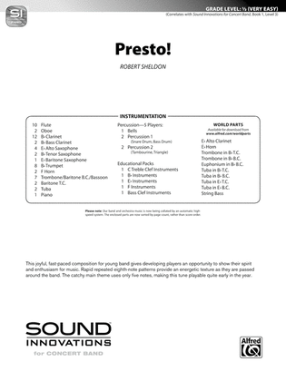 Book cover for Presto!: Score