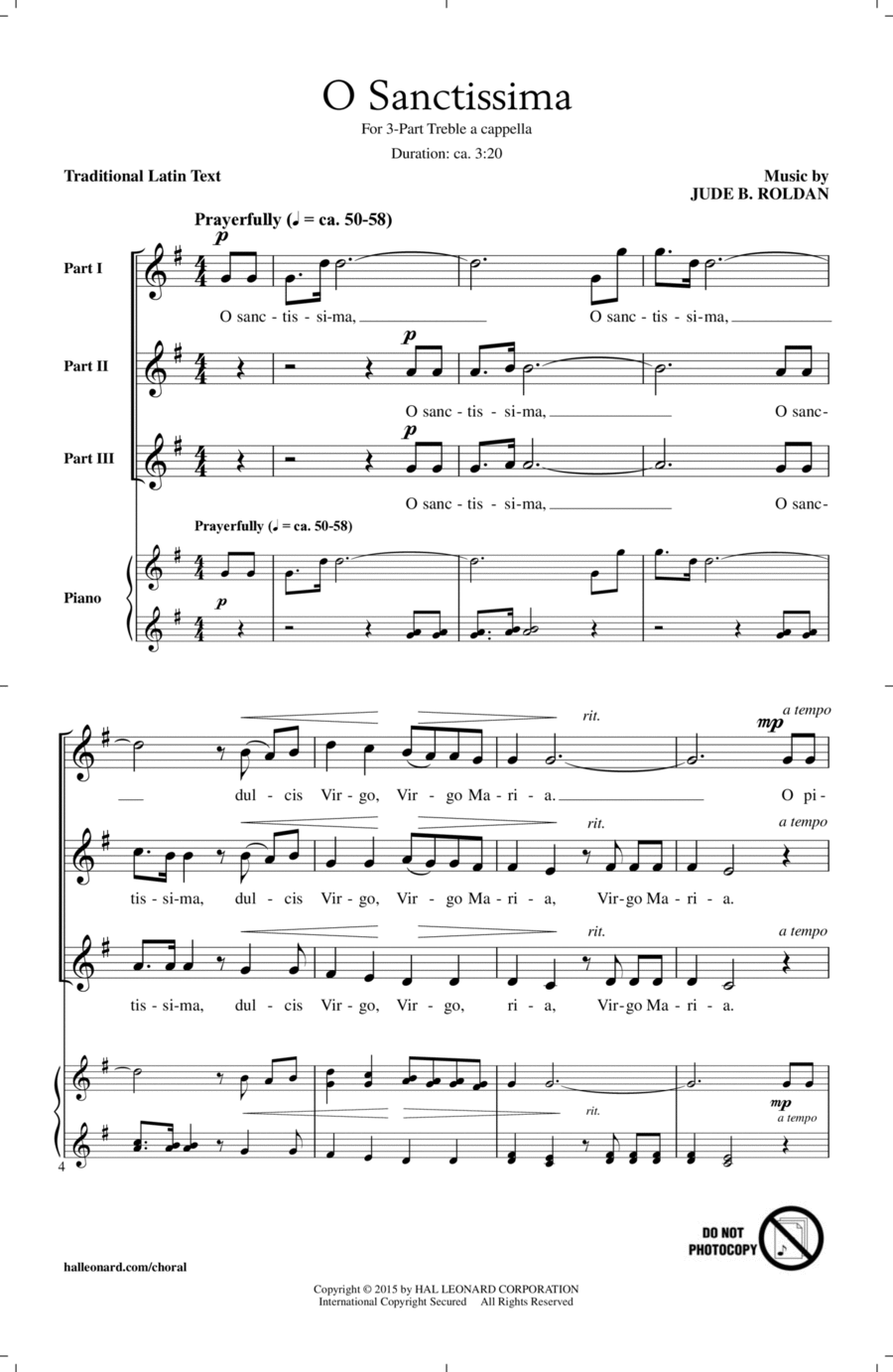 O Sanctissima O Sanctissima 3-Part scores gallery preview page 1