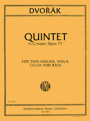 Book cover for Quintet In G Major, Opus 77 (With String Bass)