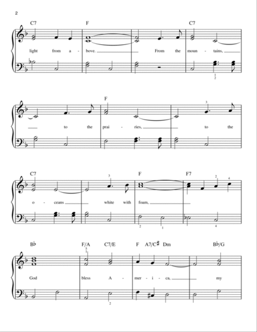 God Bless America Easy Piano scores gallery preview page 2