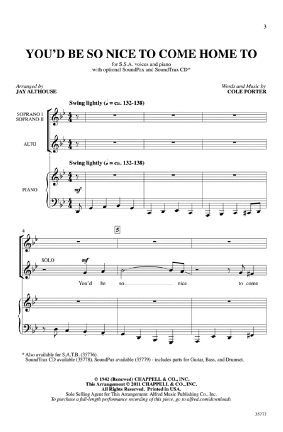 You'd Be So Nice to Come Home To - SoundTrax CD (CD only) Choir scores gallery preview page 2