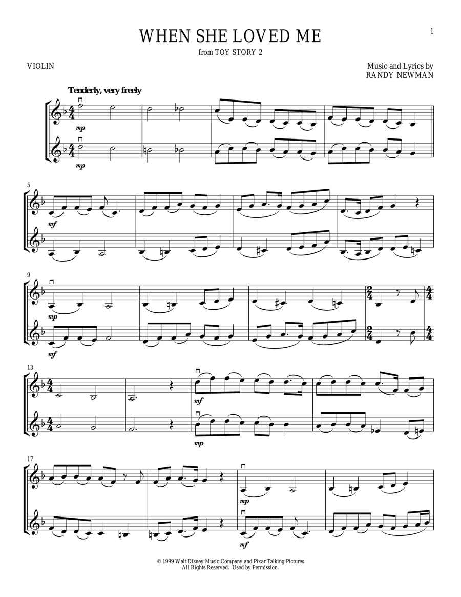 When She Loved Me (from Toy Story 2) String Duet scores gallery preview page 1