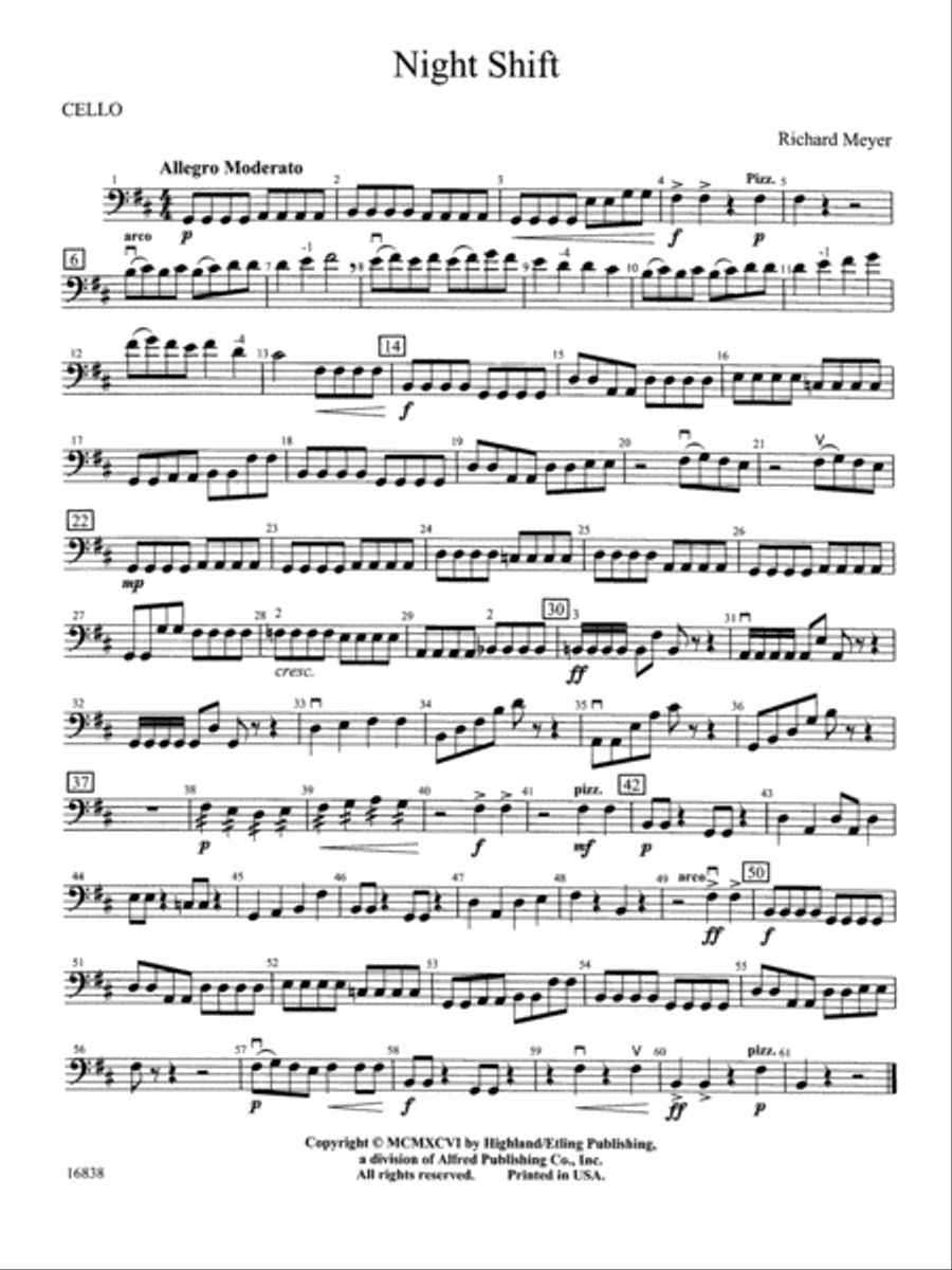 Night Shift: Cello String Orchestra scores gallery preview page 1