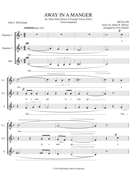 Away in a Manger - SSA A Cappella image number null