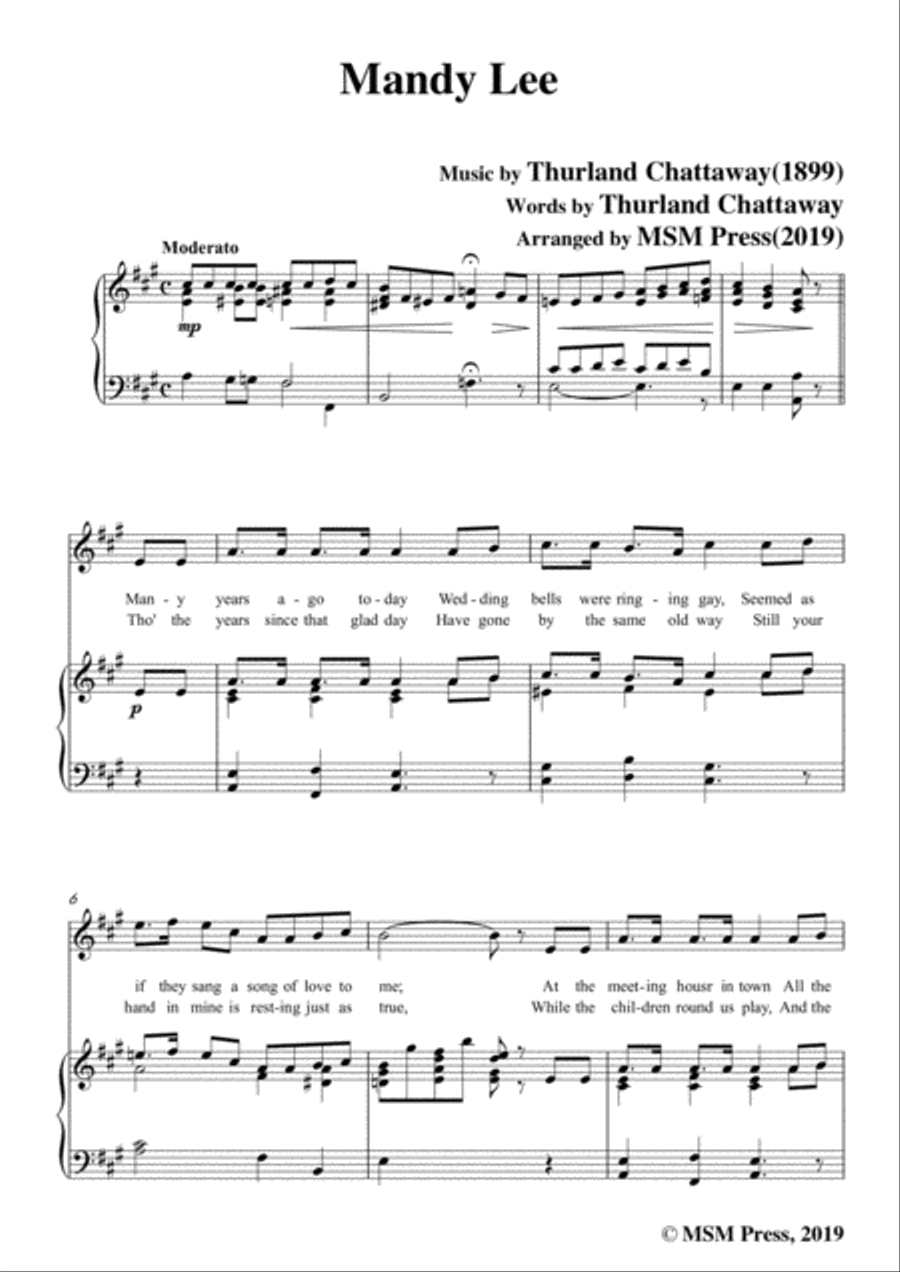 Thurland Chattaway-Mandy Lee,in A Major,for Voice and Piano Voice Solo scores gallery preview page 3