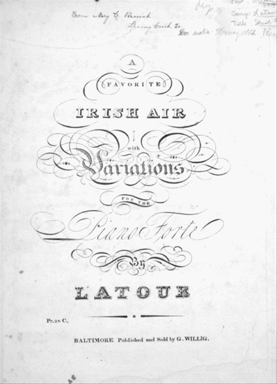A Favorite Irish Air With Variations for the Piano Forte Piano Solo scores gallery preview page 1
