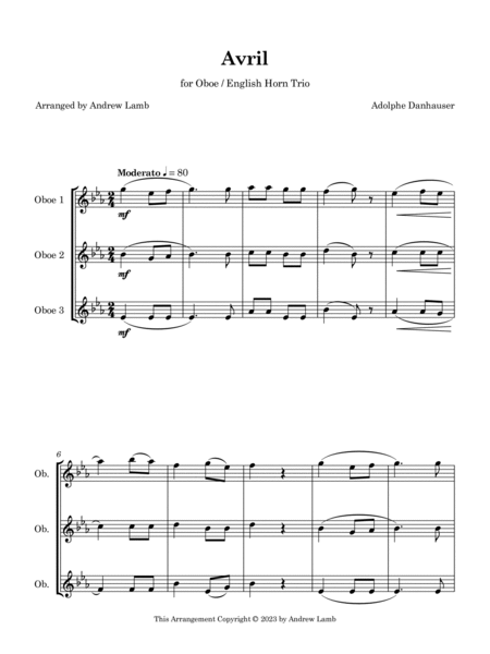 Avril (arr. for Double Reed Trios) image number null