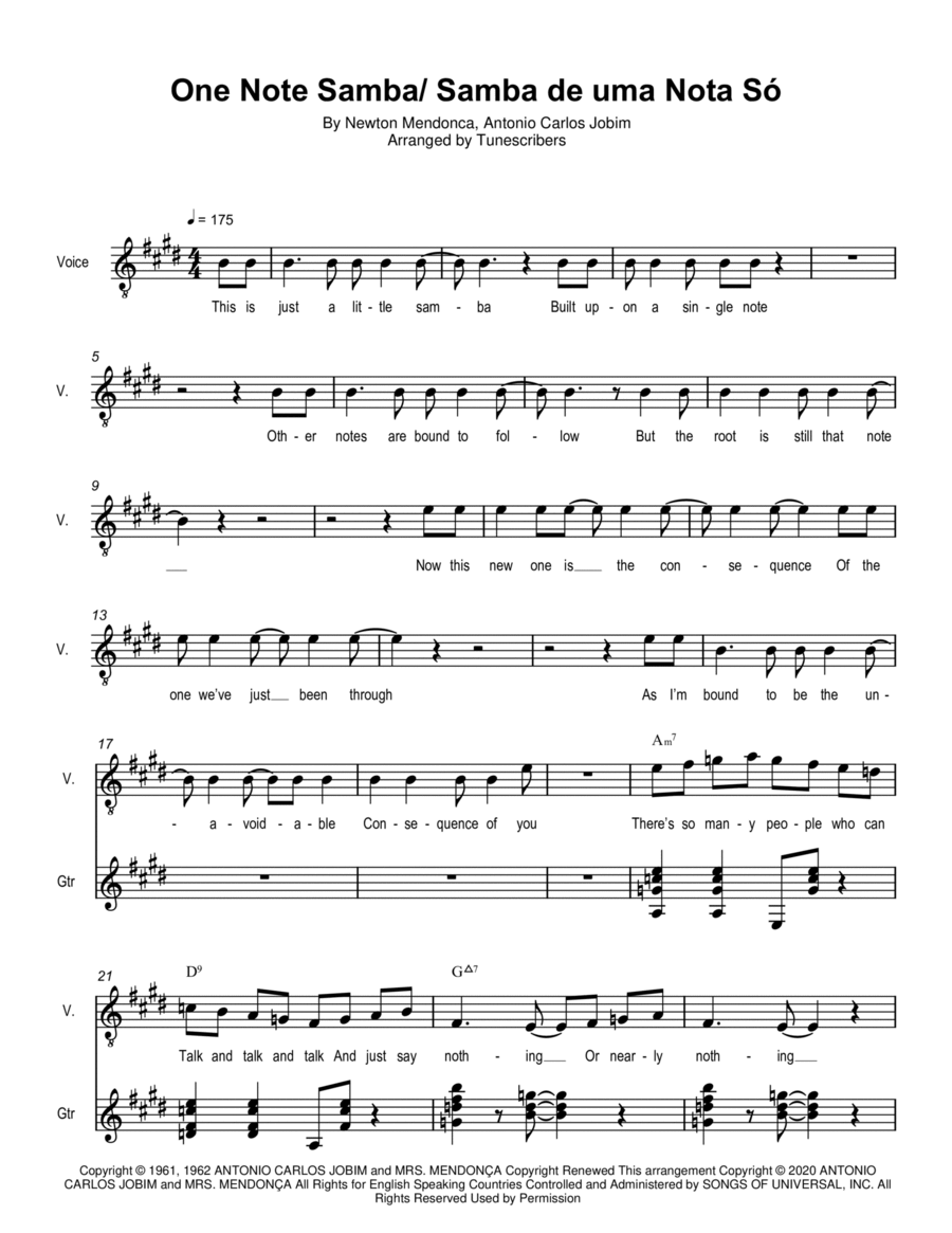 One Note Samba/ Samba de uma Nota Só Small Ensemble scores gallery preview page 1