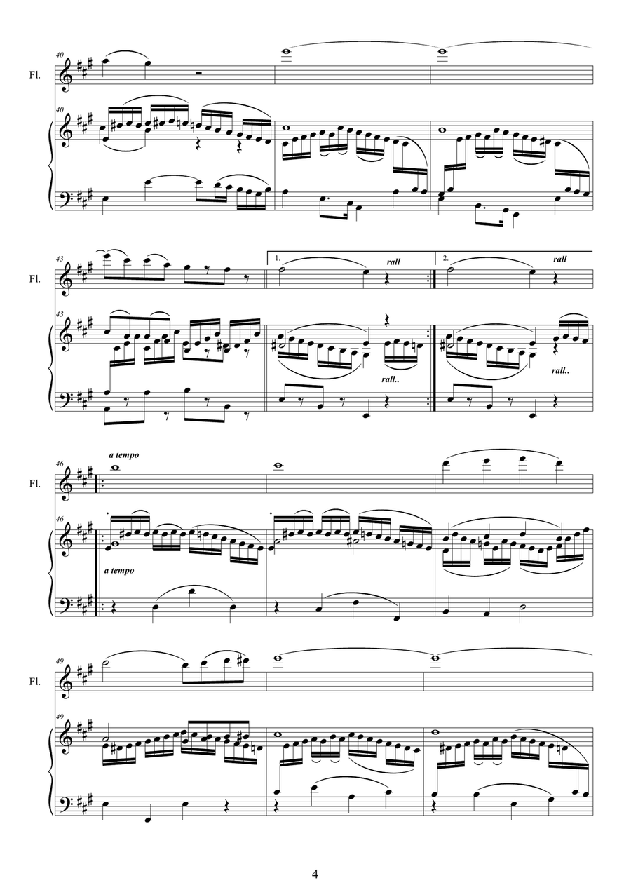 Mozart - Flute quartet in A K.298 - Version for Flute and piano Flute Solo scores gallery preview page 4