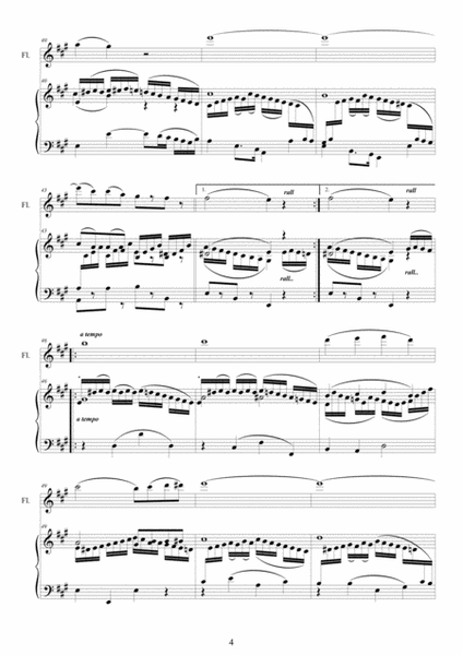 Mozart - Flute quartet in A K.298 - Version for Flute and piano image number null