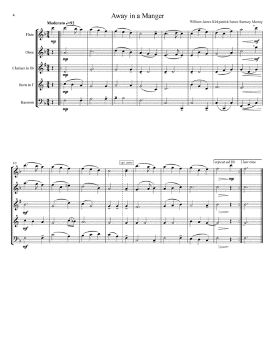 Twenty Christmas Carols for Woodwind Quintet Woodwind Quintet scores gallery preview page 4