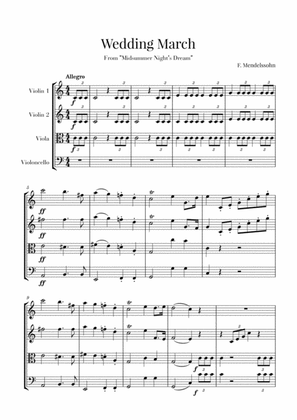 Book cover for Wedding March for String Quartet - Mendelssohn