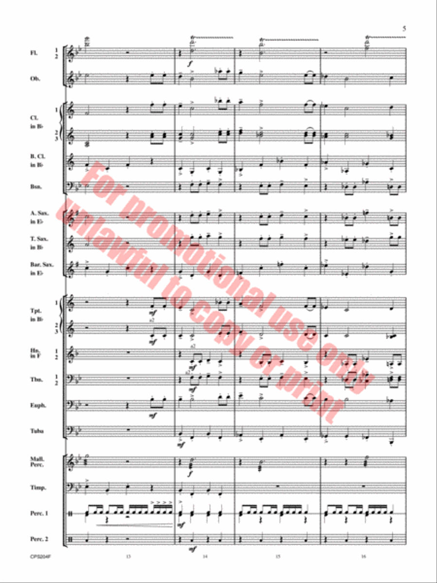 Happy Birthday Theme and Variations Concert Band scores gallery preview page 6