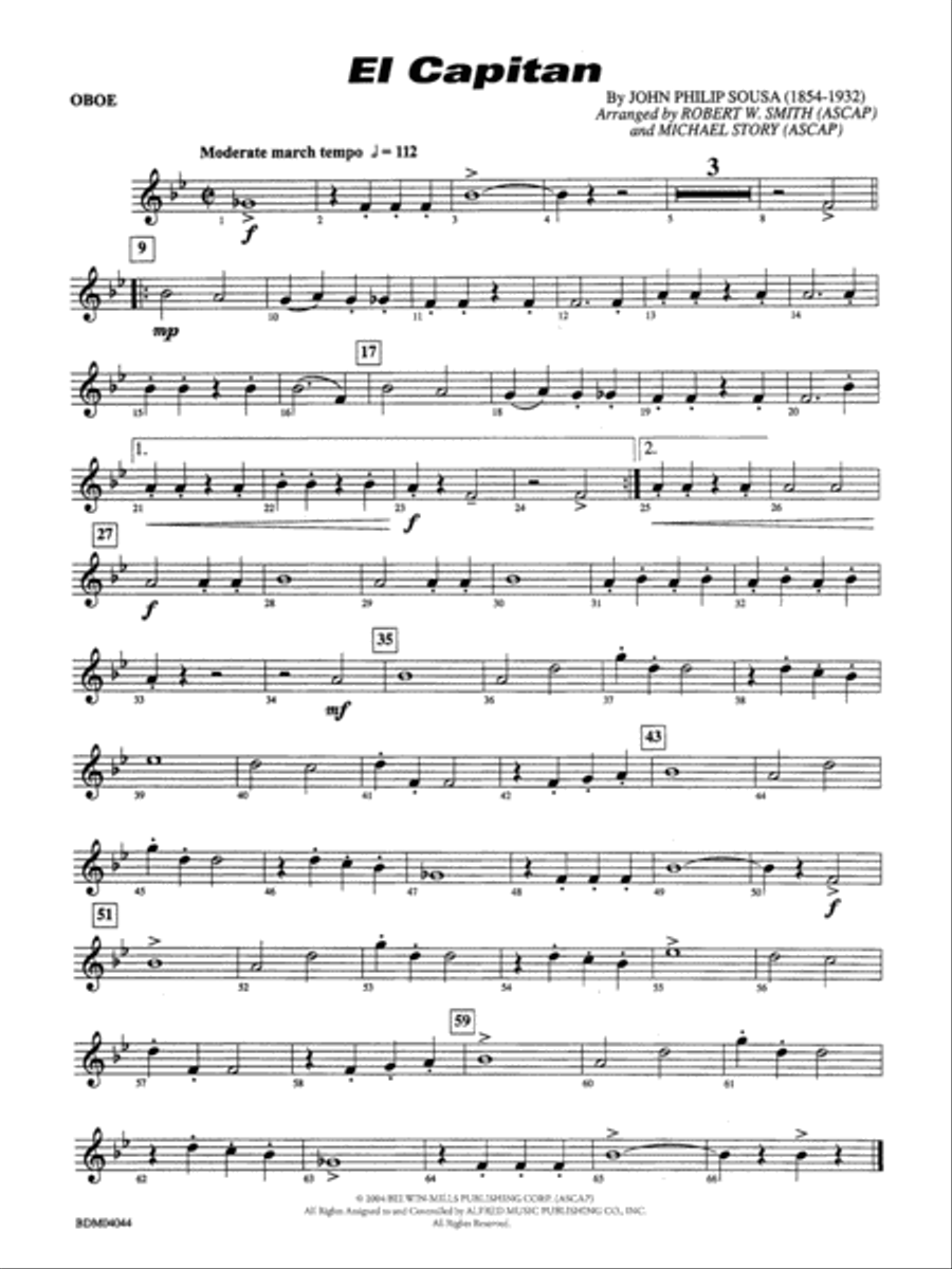 El Capitan: Oboe Concert Band scores gallery preview page 1
