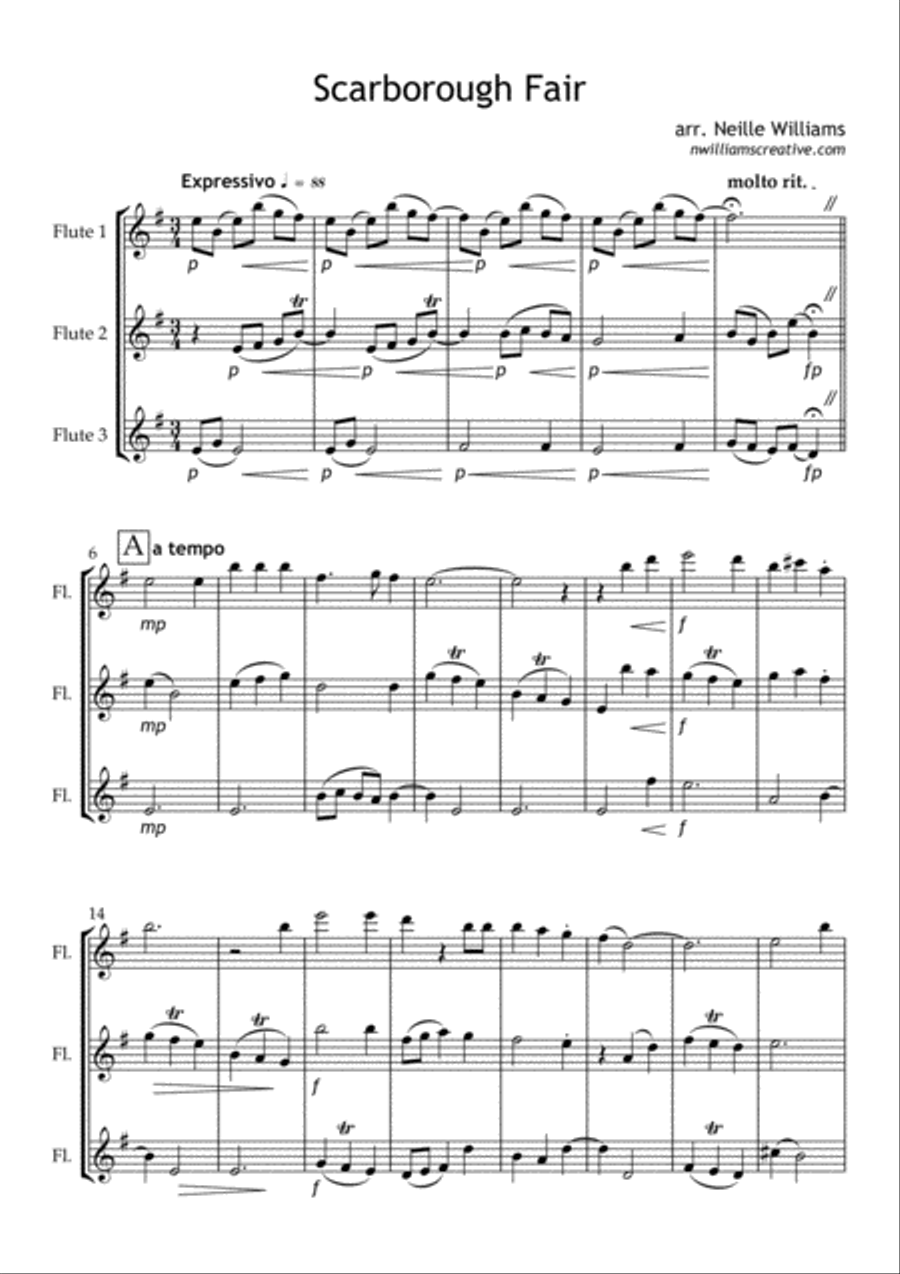 Scarborough Fair Scarborough Fair Woodwind Trio scores gallery preview page 1