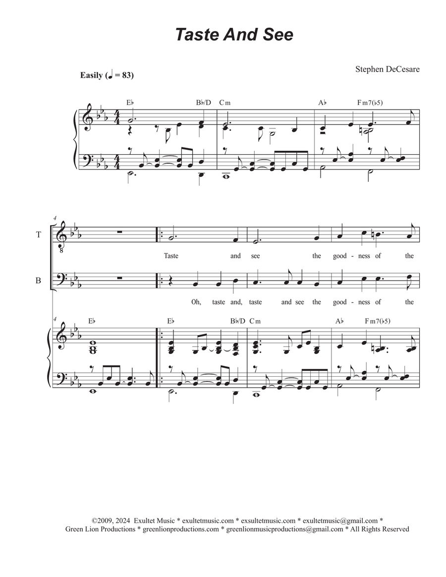 Book cover for Taste And See (2-part choir - (TB)