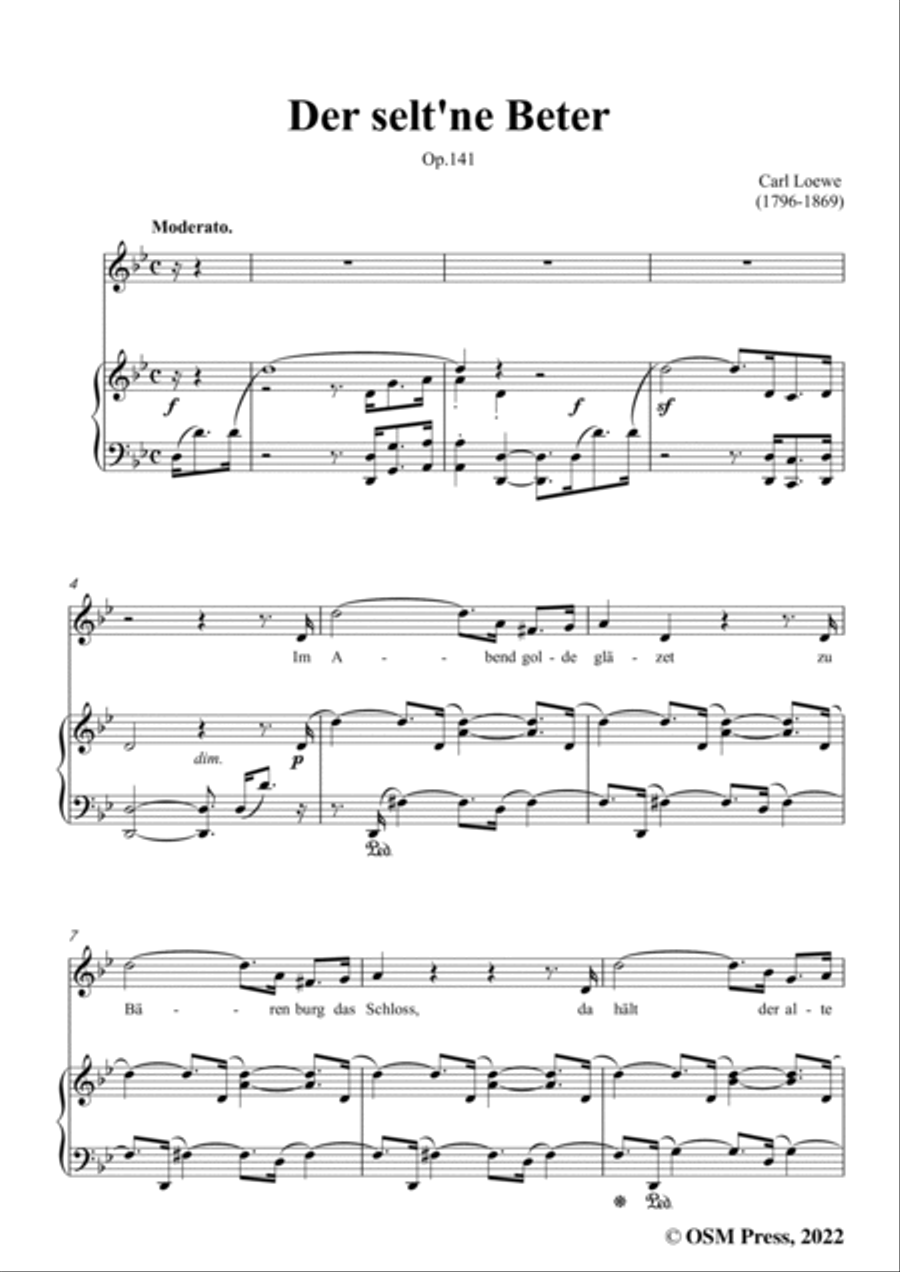 Loewe-Der selt'ne Beter,in g minor,Op.141,for Voice and Piano Voice Solo scores gallery preview page 3