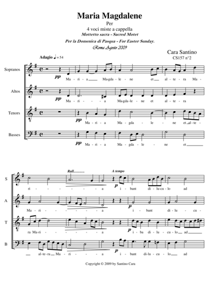 Maria Magdalene - Motet for Choir SATB a cappella image number null