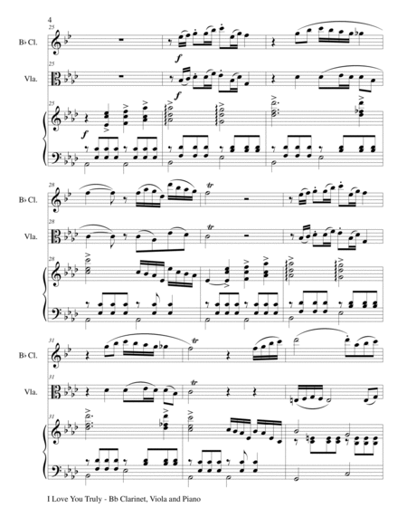 I LOVE YOU TRULY (Trio – Bb Clarinet, Viola, and Piano with Score and Parts) image number null