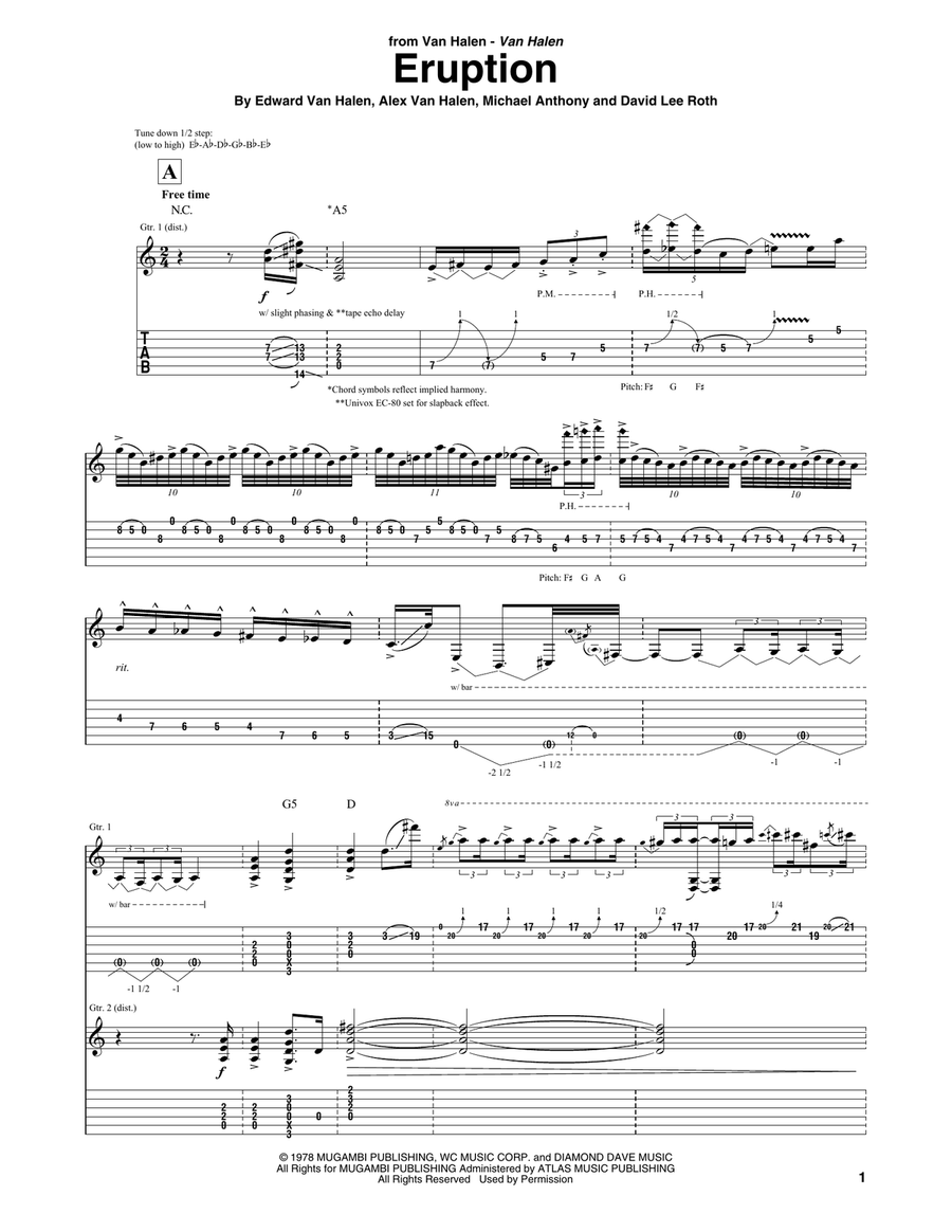 Eruption Eruption Electric Guitar scores gallery preview page 1