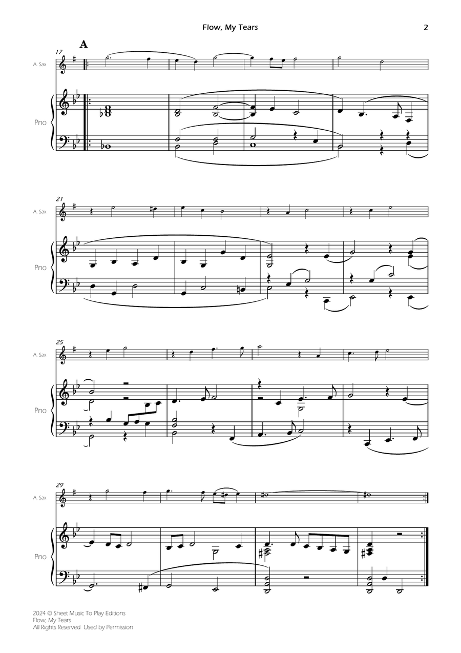 Flow My Tears - Alto Sax and Piano (Full Score and Parts) Alto Saxophone scores gallery preview page 4