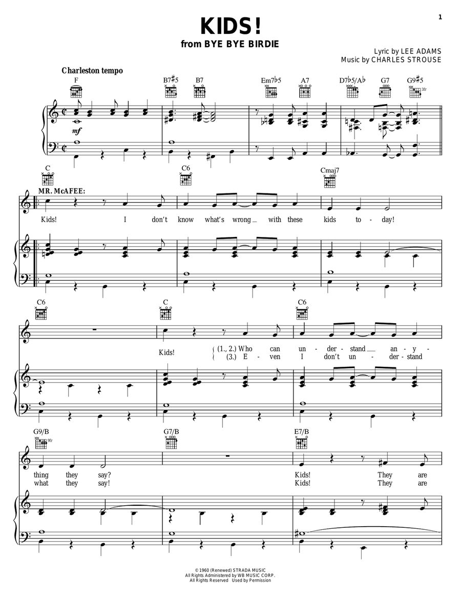 Kids! Kids! Piano, Vocal, Guitar scores gallery preview page 1
