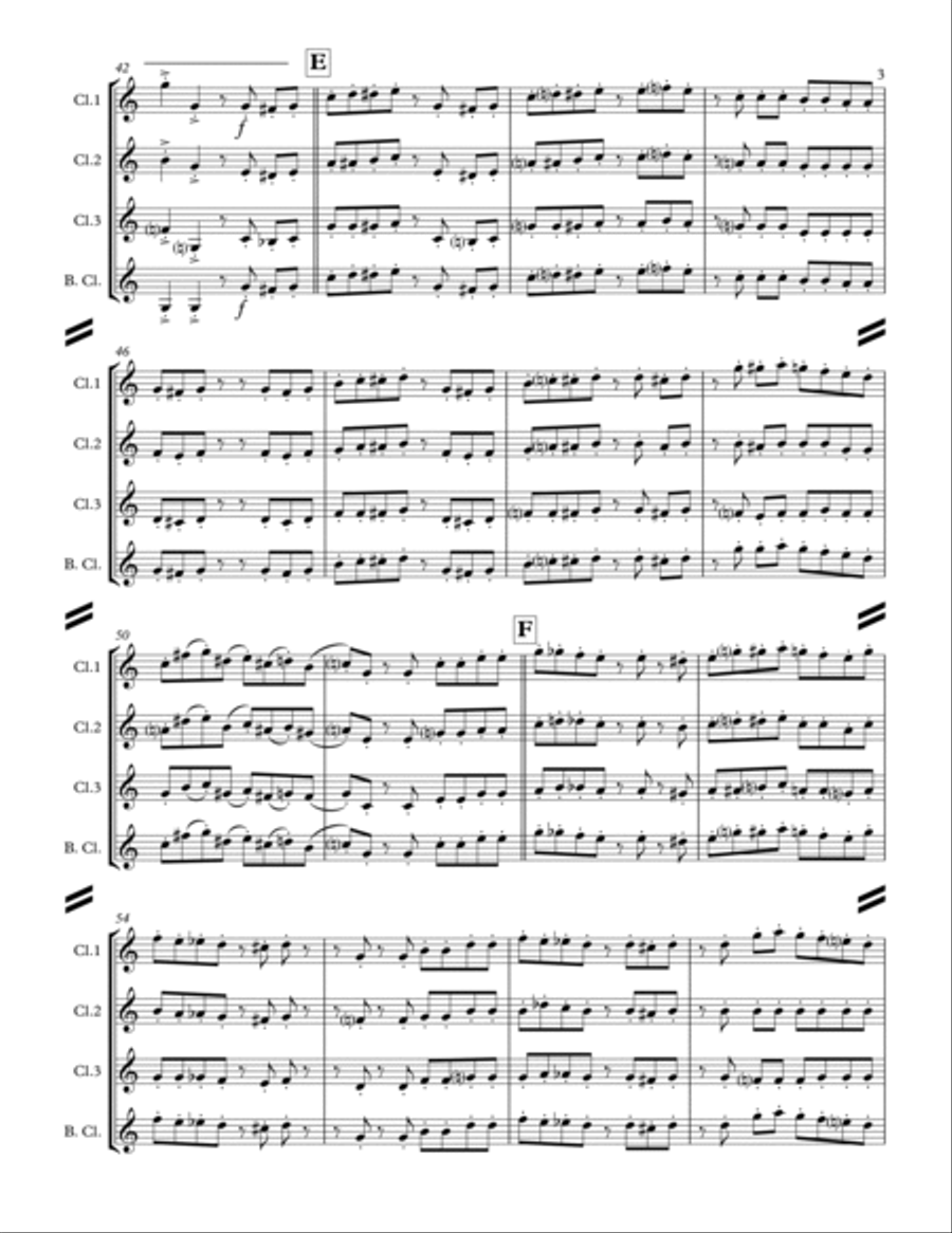 La Cucaracha (for Clarinet Quartet) Clarinet Quartet scores gallery preview page 4