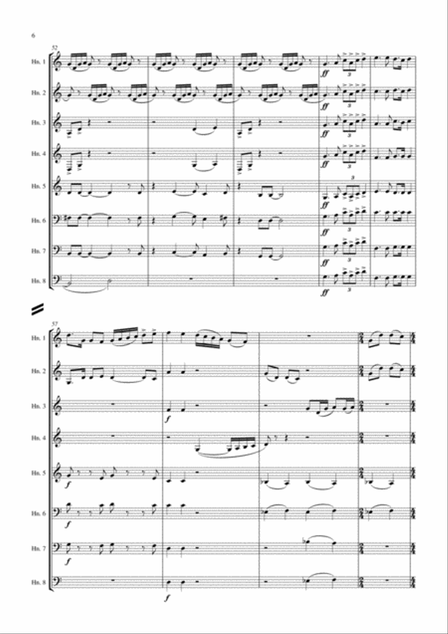 Carson Cooman: Giant Colored Bird III (2005) for horn octet Brass Ensemble scores gallery preview page 6