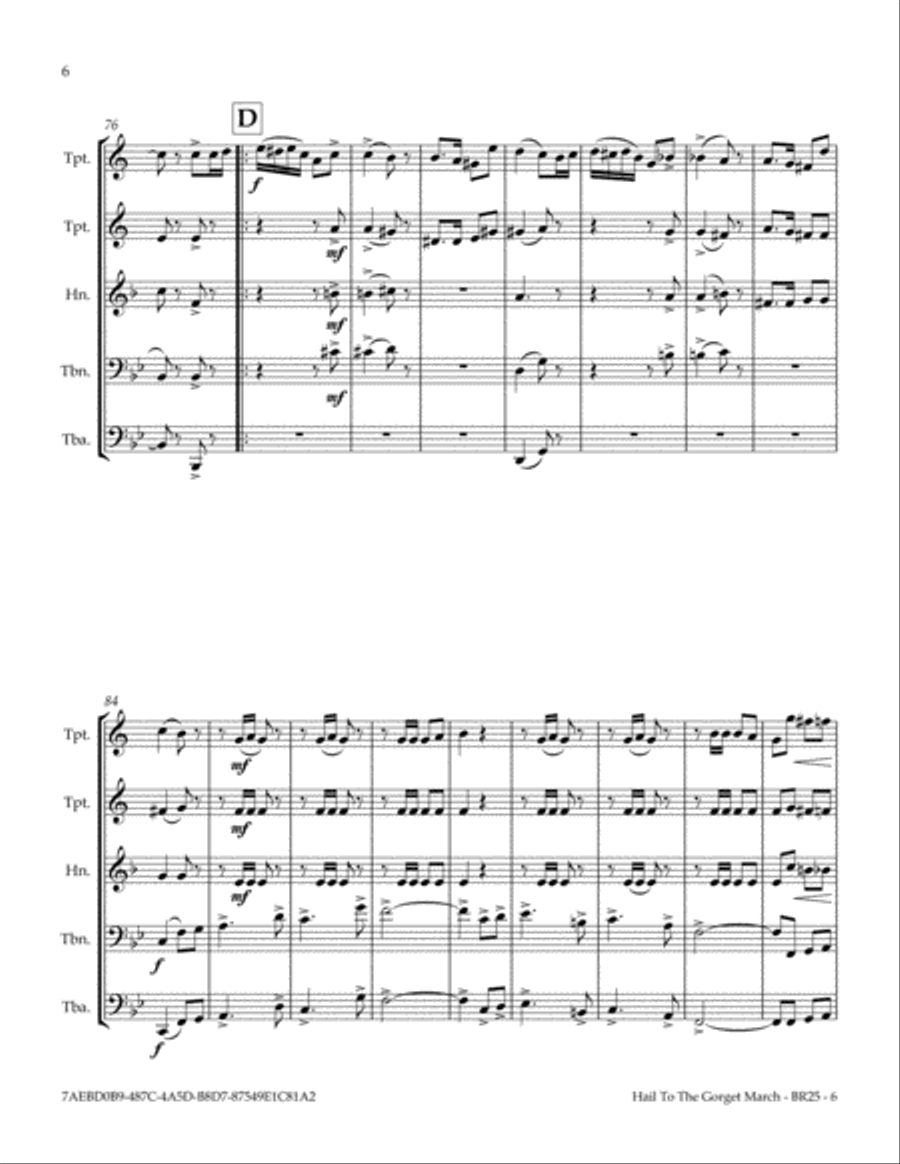 Hail To The Gorget March Brass Ensemble scores gallery preview page 6