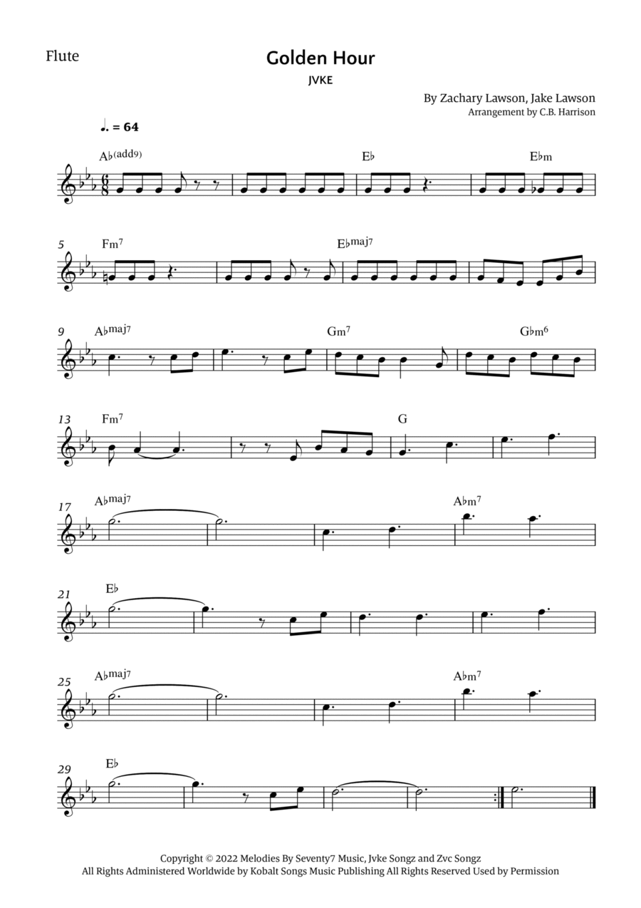 Golden Hour Golden Hour Flute Solo scores gallery preview page 1
