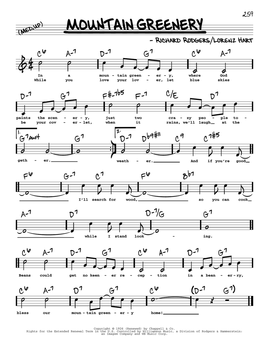 Mountain Greenery (High Voice) (from The Garrick Gaieties) High Voice scores gallery preview page 1
