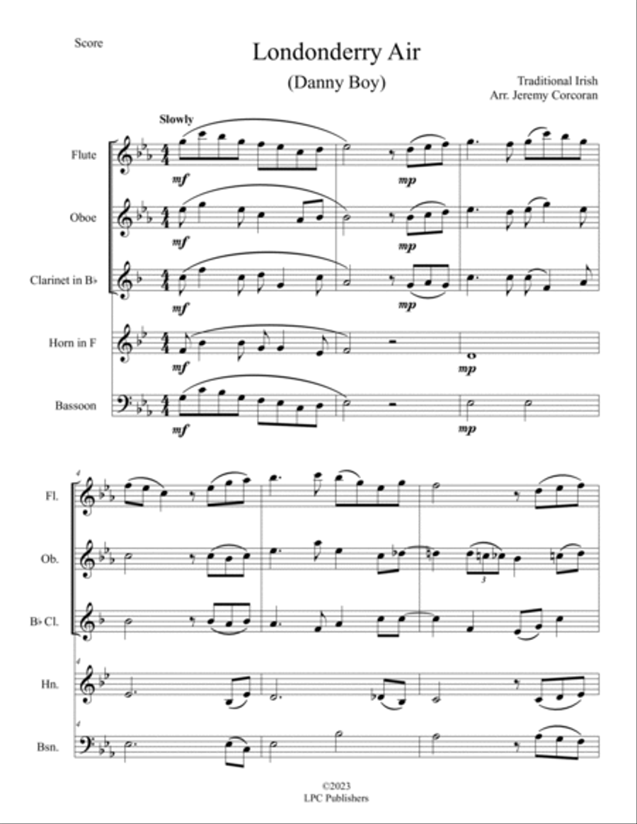 Londonderry Air (Danny Boy) Woodwind Quintet scores gallery preview page 2