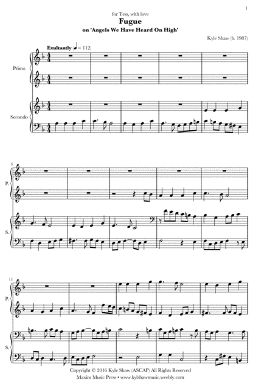 Fugue on Angels We Have Heard On High Piano scores gallery preview page 3