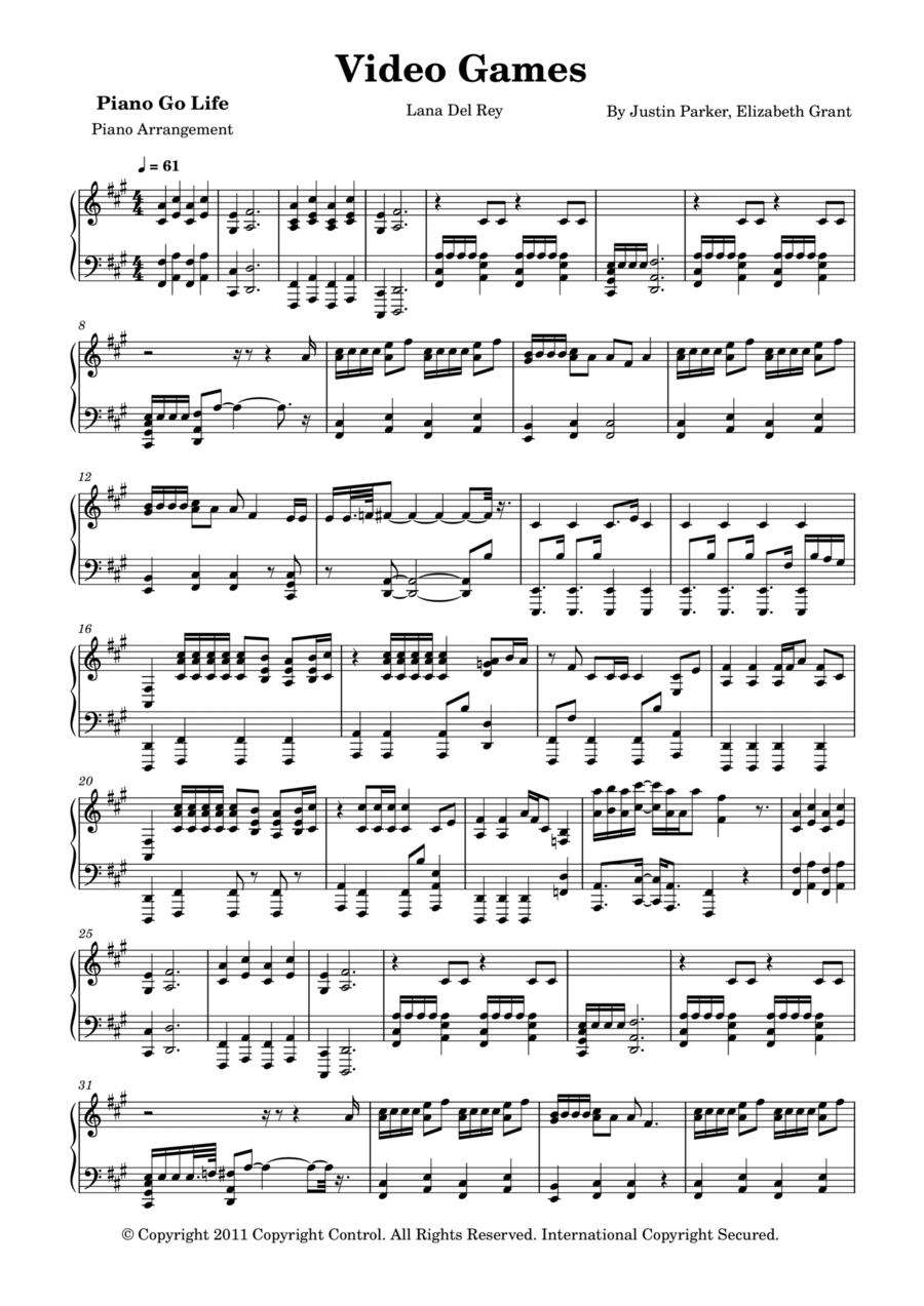 Video Games Piano Solo scores gallery preview page 1