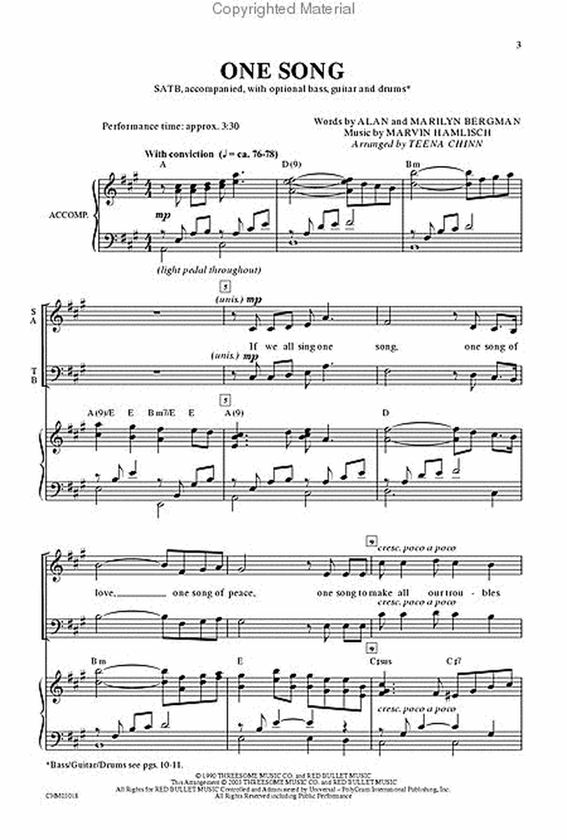 One Song - SATB image number null
