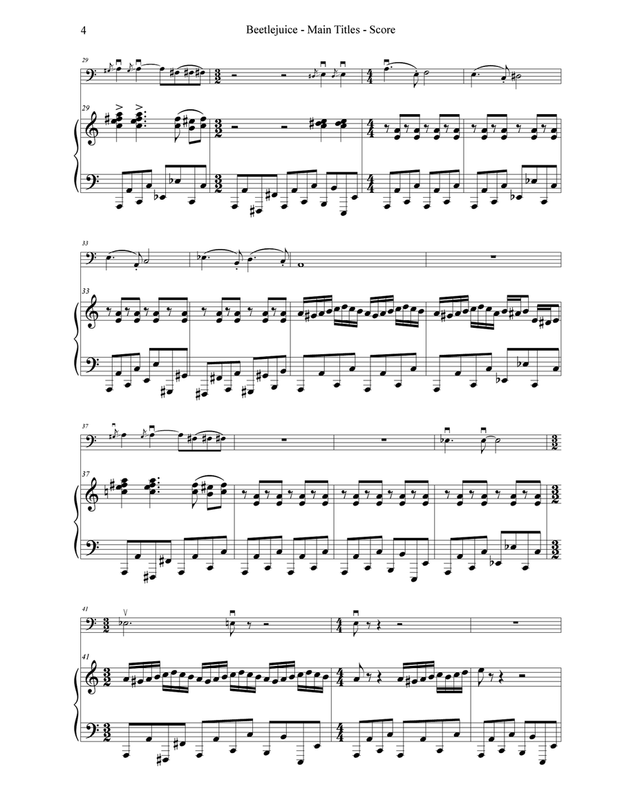 Beetlejuice (main Theme) Double Bass scores gallery preview page 4