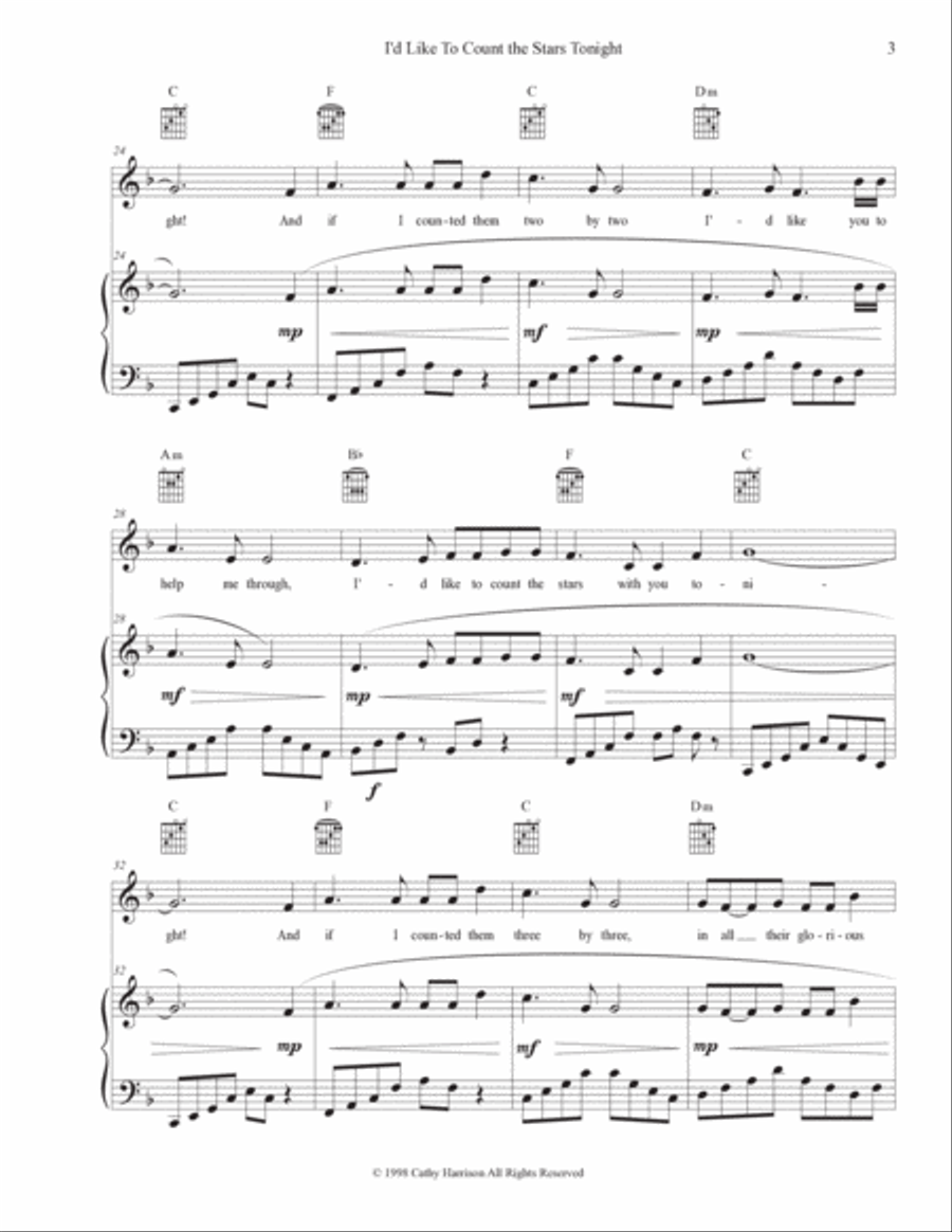 I'd Like to Count the Stars Tonight Piano, Vocal, Guitar scores gallery preview page 3