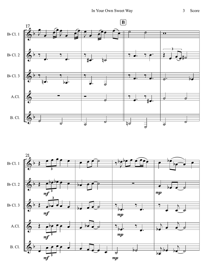 In Your Own Sweet Way Woodwind Ensemble scores gallery preview page 4