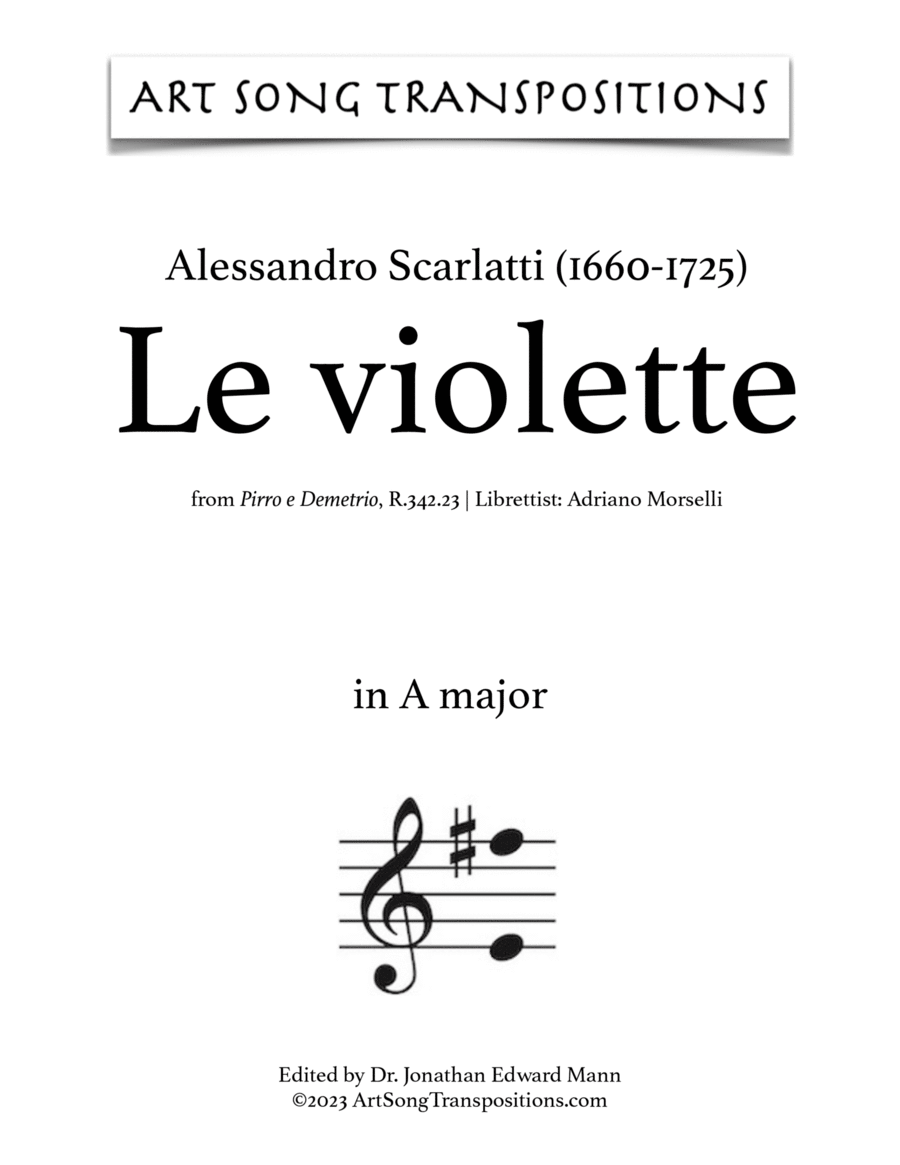 SCARLATTI: Le violette (transposed to A major)